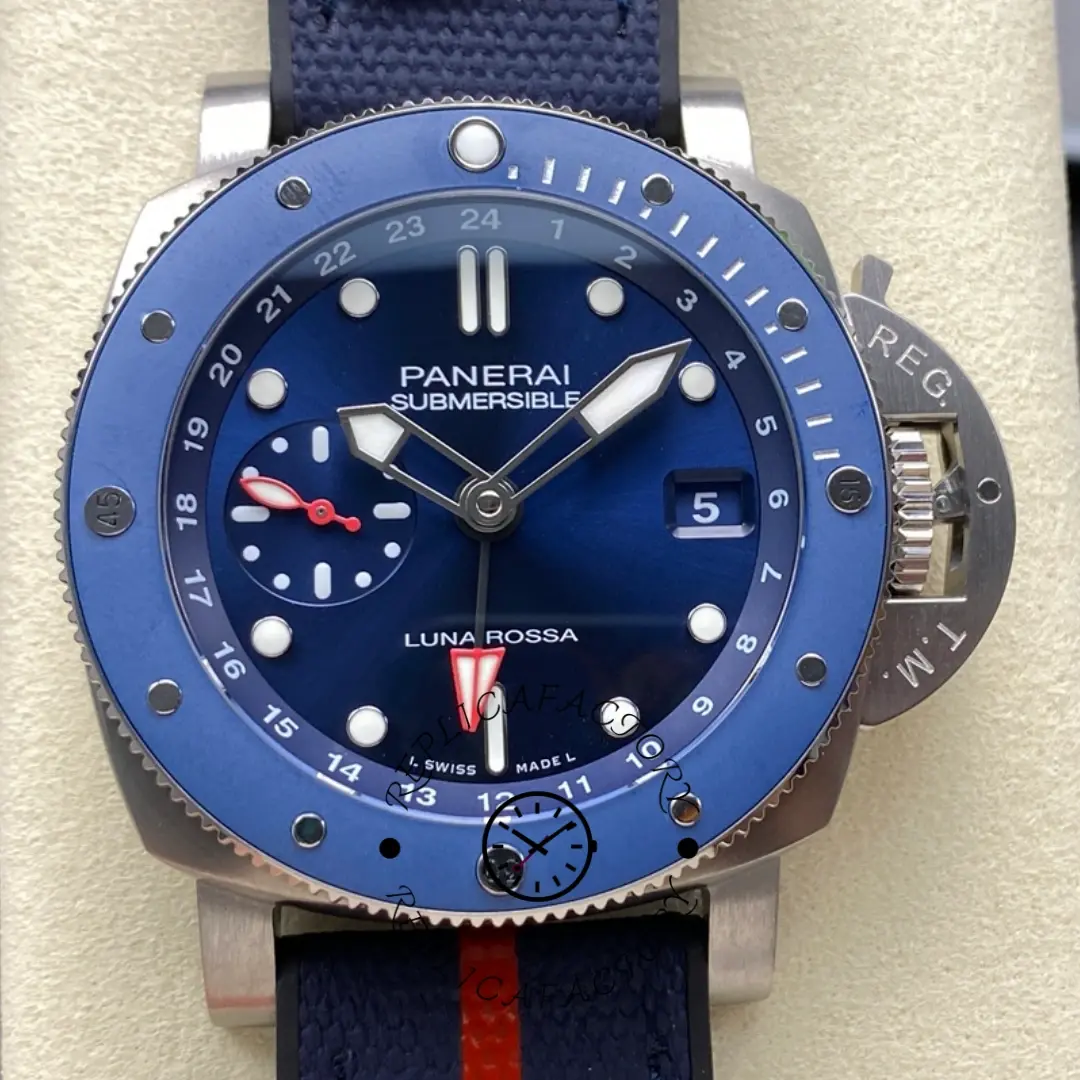 Panerai Submersible GMT Luna Rossa 42 PAM01507 1:1 Clone Titanium Men's Watch - QualitySwissReplica
