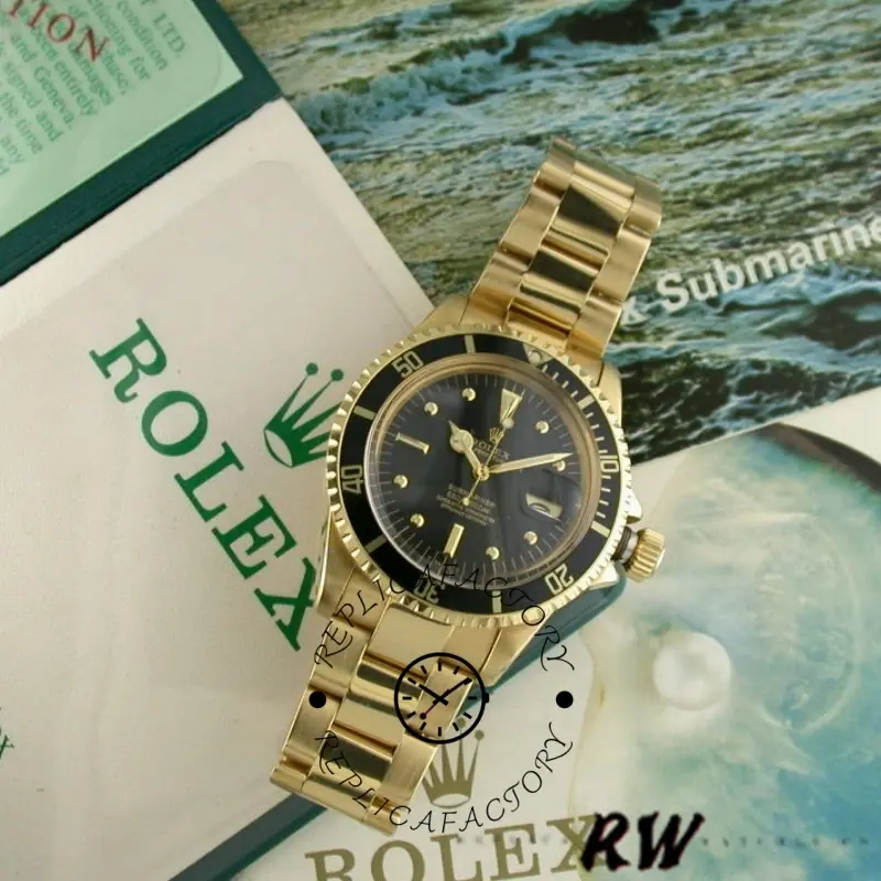 Rolex Submariner 1680/8 Black dial Yellow Gold 40mm Mens Replica Watch - QualitySwissReplica