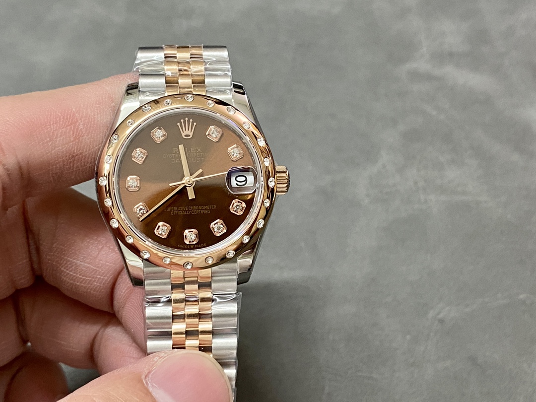 Rolex Datejust 31 Stainless Steel and Rose Gold Chocolate Diamond Dial m278341rbr 0028 - QualitySwissReplica