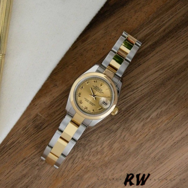 Rolex Datejust 179163 Champagne Roman Dial Domed Dezel 26MM Lady Replica Watch - QualitySwissReplica