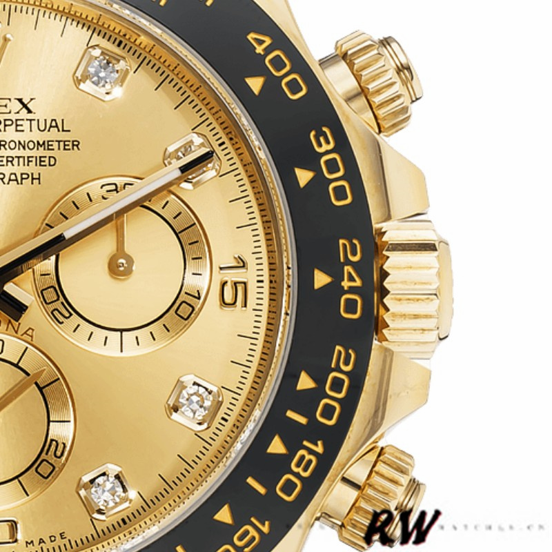 Rolex Daytona 116518 Leather Strap Diamond Champagne Dial 40mm Mens Replica Watch - QualitySwissReplica