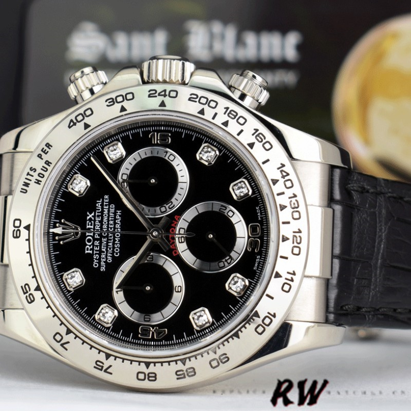 Rolex Daytona 116519 Black Diamonds Dial 40mm Mens Replica Watch - QualitySwissReplica