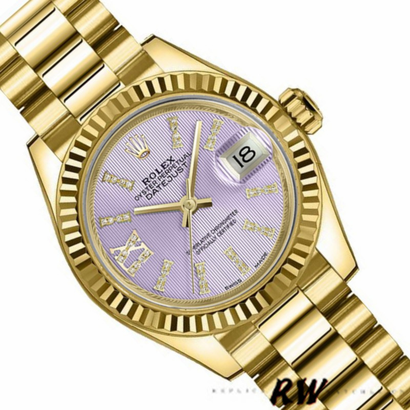 Rolex Datejust 279178 Lilac Purple Dial Fluted Bezel 28mm Lady Replica Watch - QualitySwissReplica