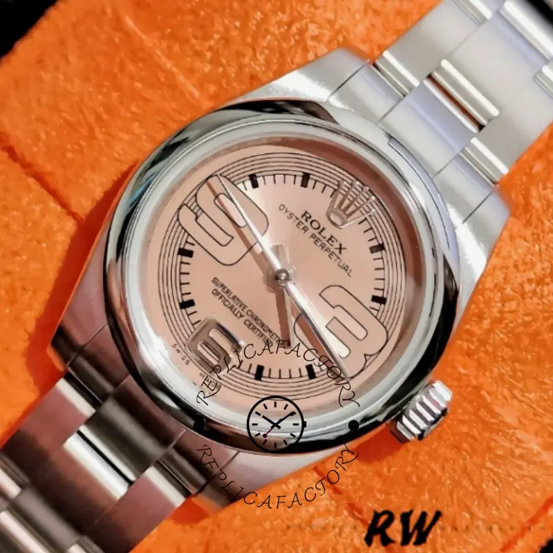 Rolex Oyster Perpetual 176200 Pink Maxi Arabic Dial 26MM Lady Replica Watch - QualitySwissReplica