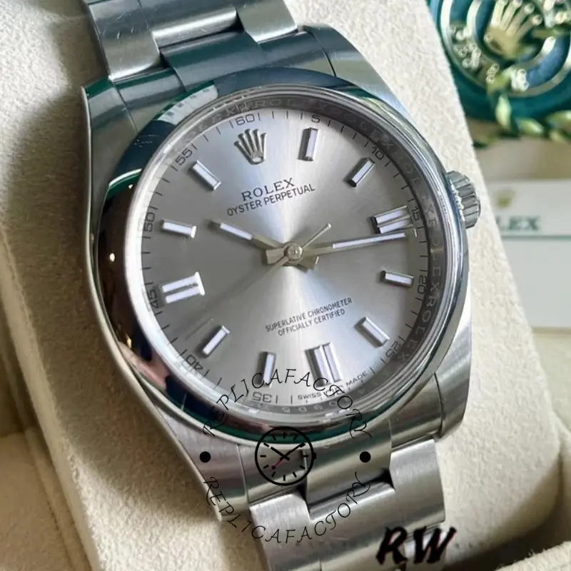 Rolex Oyster Perpetual 116000 Rhodium Grey Dial 36mm Unisex Replica Watch - QualitySwissReplica