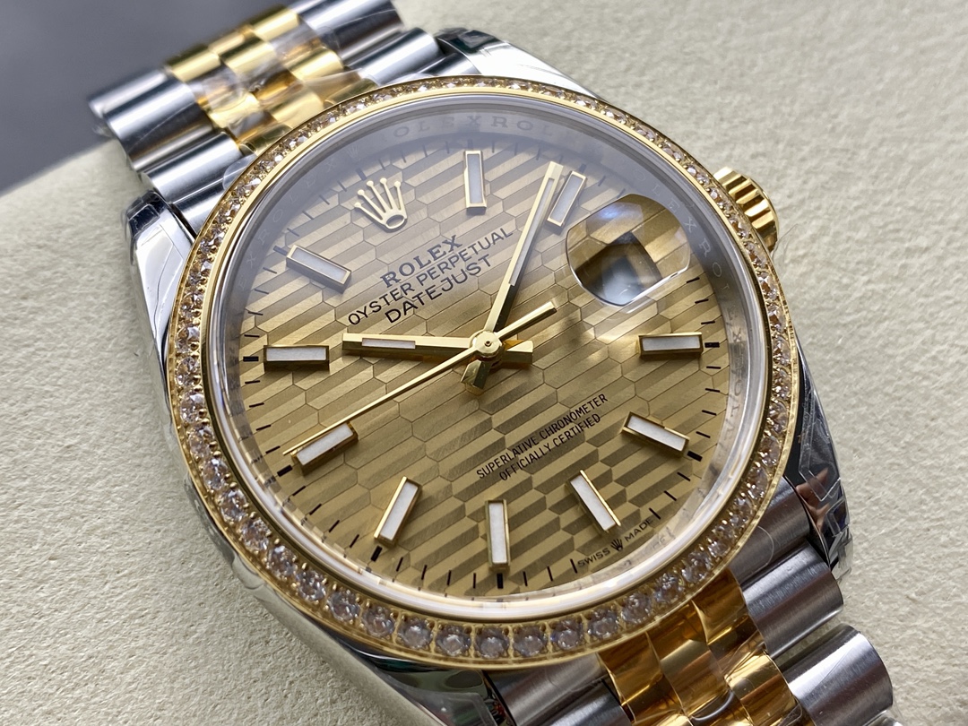 Rolex Datejust 36mm Stainless Steel and Yellow Gold 126283RBR Champagne Index Jubilee - QualitySwissReplica