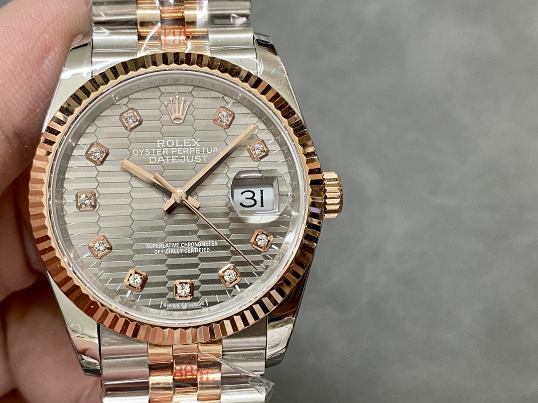 Rolex Datejust 36 18K Everose Gold Fluted Bezel 126231 0041 Unisex Watch - QualitySwissReplica