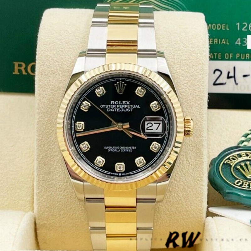 Rolex Datejust 126233 Black Diamond Dial Fluted Bezel 36MM Unisex Replica Watch - QualitySwissReplica
