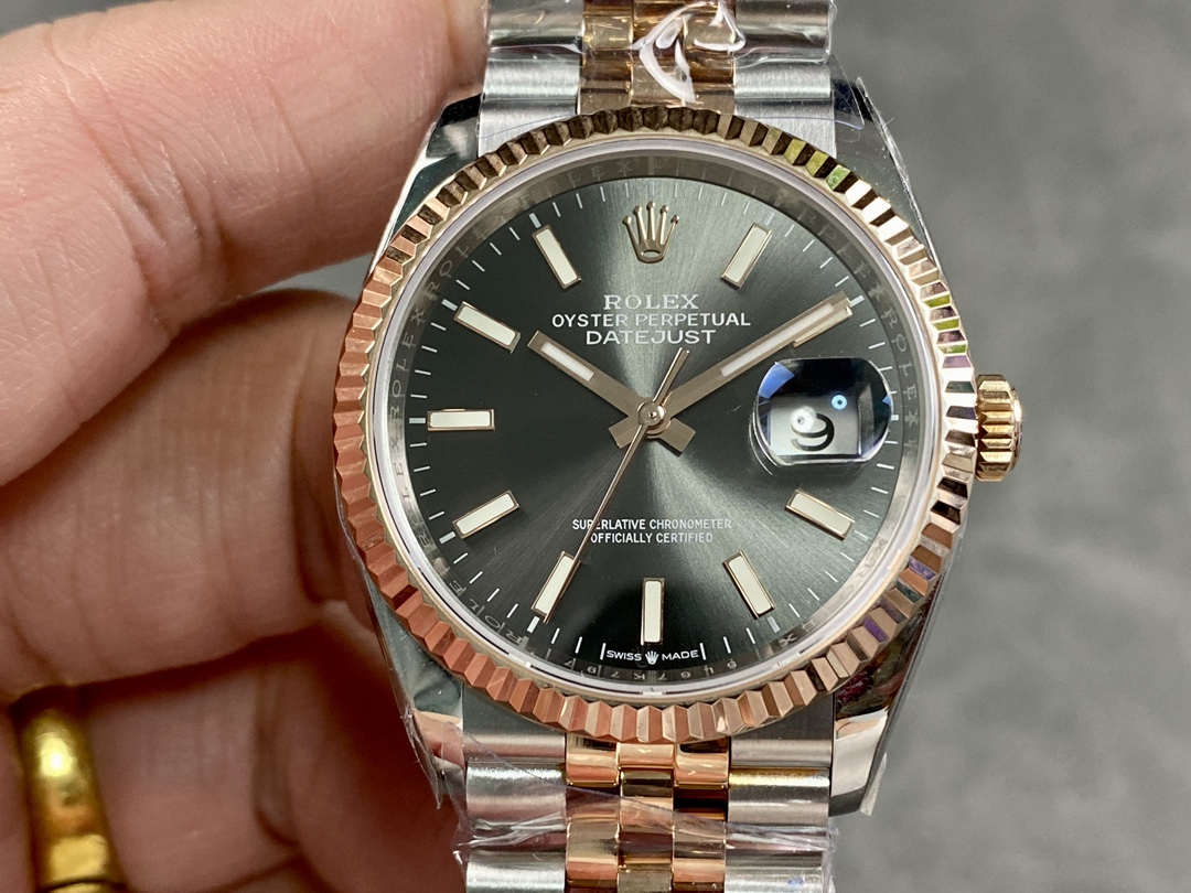 Rolex DateJust 126231 Two-Tone SS Rose Gold Grey Rhodium Dial - QualitySwissReplica