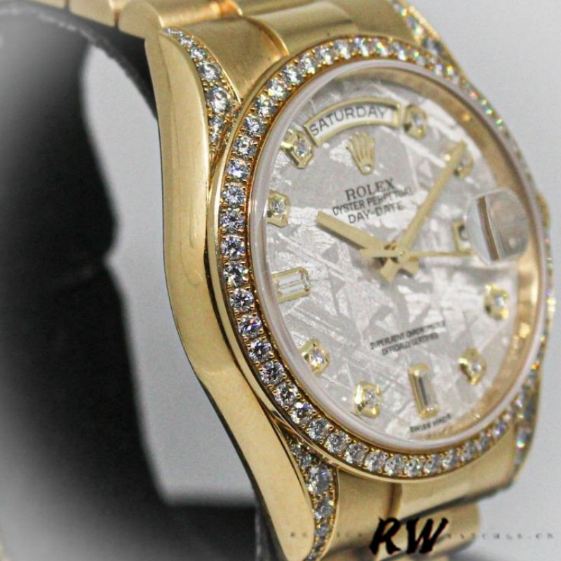 Rolex Day-Date 118388 Yellow Gold Diamond Meteorite Dial 36MM Unisex Replica Watch - QualitySwissReplica