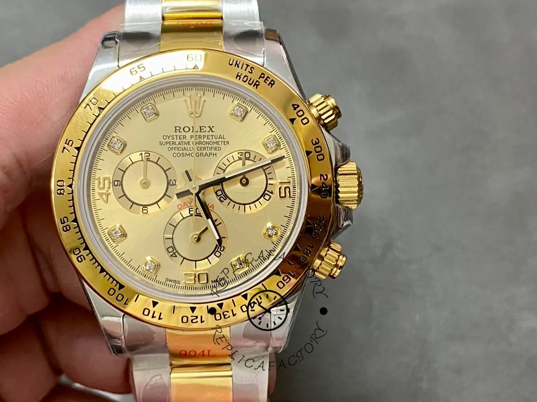 Rolex Cosmograph Daytona 116503 Yellow Gold Champagne Diamond Dial 40MM Mens Replica Watch - QualitySwissReplica