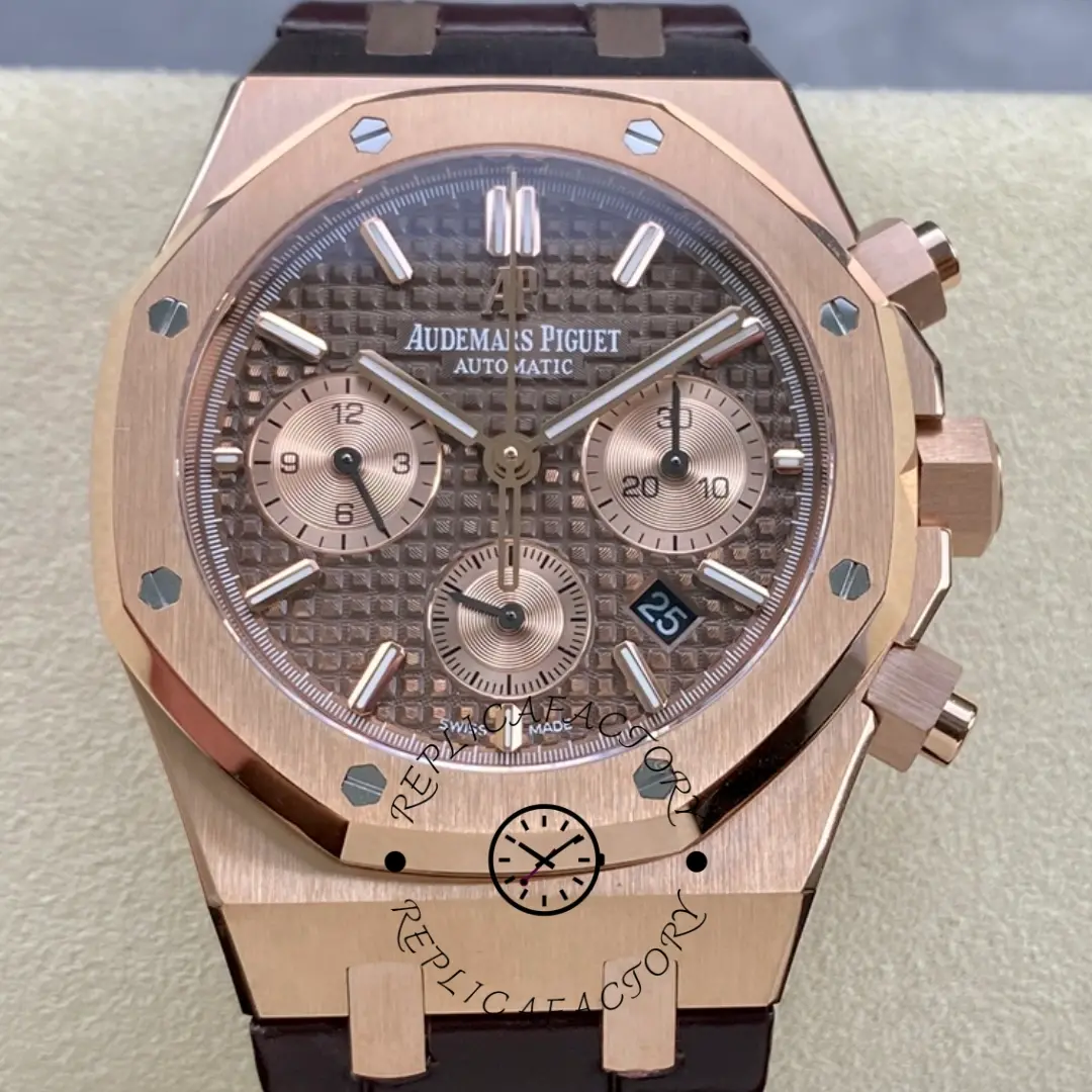AP Royal Oak Chronograph 41 Brown Alligator Strap 26331OR.OO.D821CR.01 1:1 Clone - QualitySwissReplica