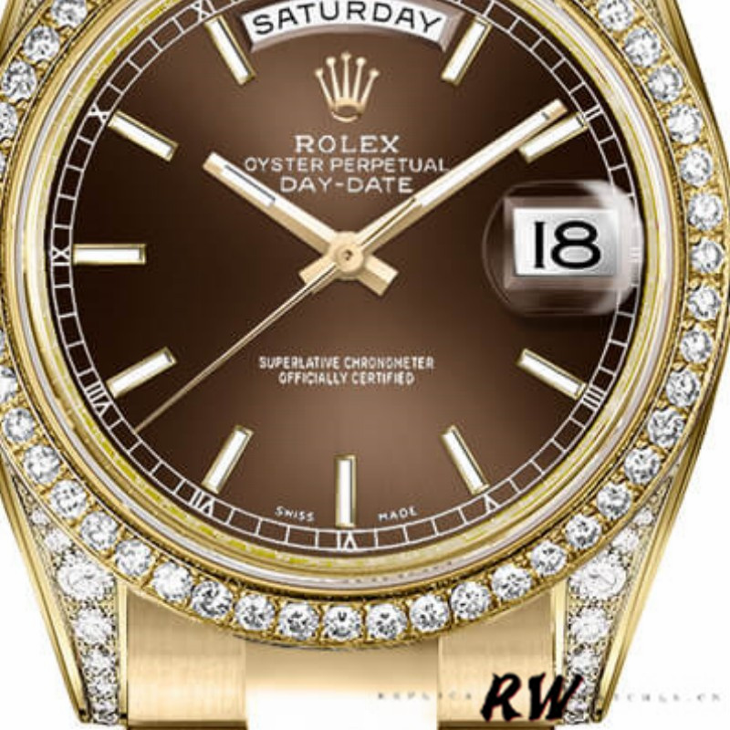 Rolex Day-Date 118388 Chocolate Brown Dial 36MM Unisex Replica Watch - QualitySwissReplica