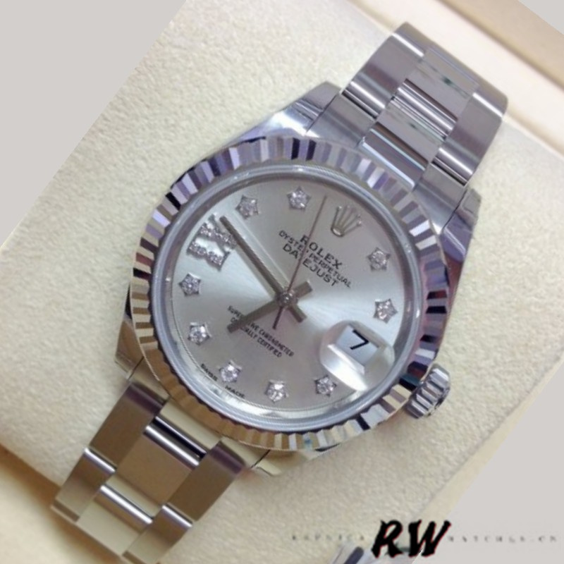 Rolex Datejust 279174 Stainless Steel Silver Diamond Dial 28mm Lady Replica Watch - QualitySwissReplica