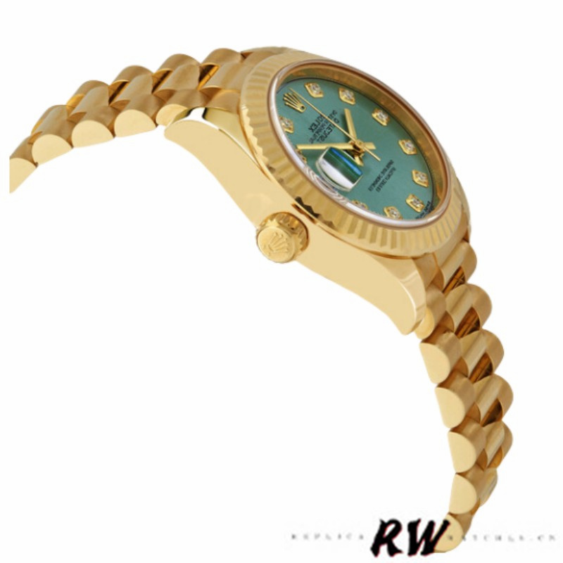 Rolex Datejust 279178 Mint Green Diamond Dial Fluted Bezel 28mm Lady Replica Watch - QualitySwissReplica