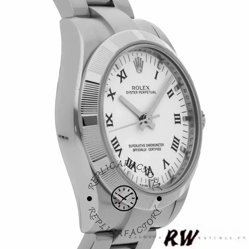 Rolex Oyster Perpetual 177210 Stainless Steel White Roman Dial 31mm Lady Replica Watch - QualitySwissReplica