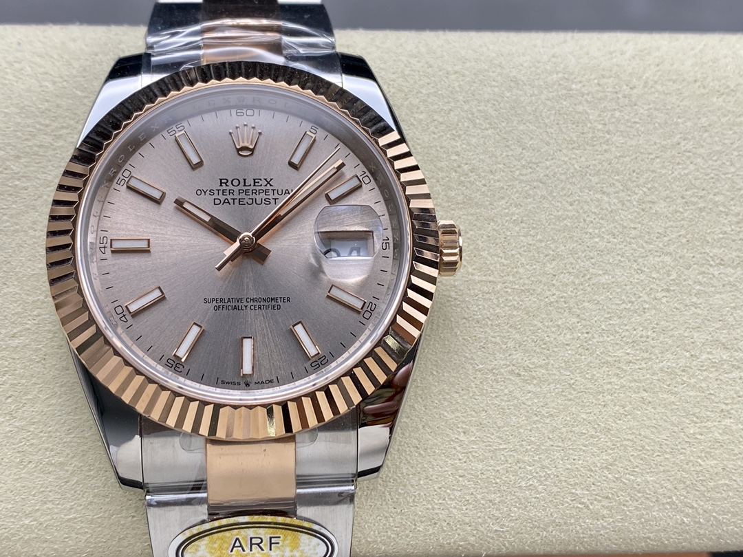 Rolex Datejust 41mm Two Tone Rose Gold Sundust Index Dial 126331 0009 - QualitySwissReplica