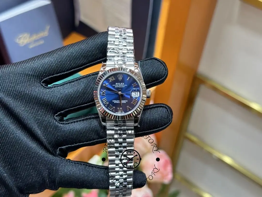 Rolex Datejust Replica 278274-0034 Blue Roman Dial 31 Fluted Bezel - QualitySwissReplica