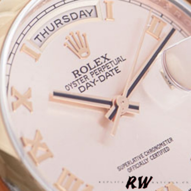 Rolex Day-Date 118205 Rose Gold Pink dial Automatic 36mm Unisex Replica Watch - QualitySwissReplica