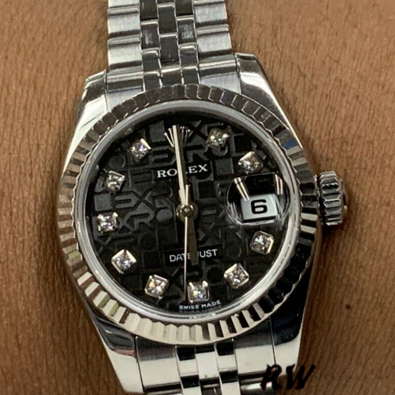 Rolex Datejust 179174 Jubilee Black Diamond Dial Fluted Bezel 26MM Lady Replica Watch - QualitySwissReplica