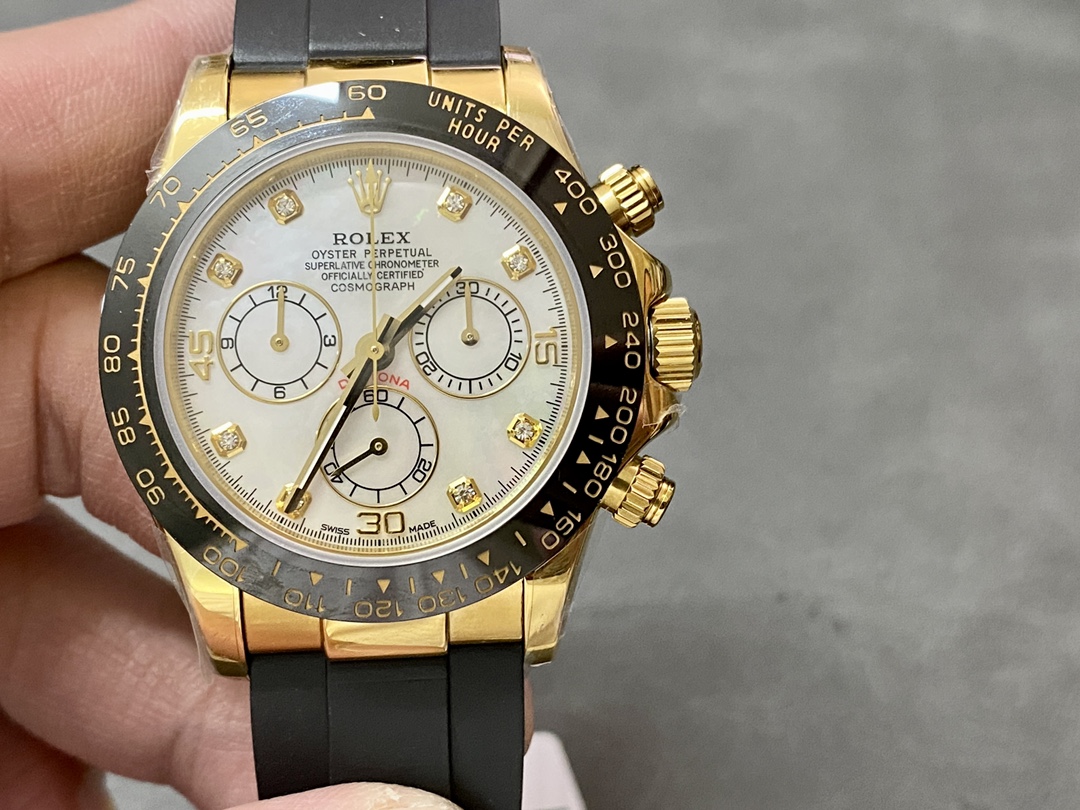 Rolex Daytona 116518LN Rubber Strap MOP Diamond Dial 40mm Mens Replica Watch - QualitySwissReplica
