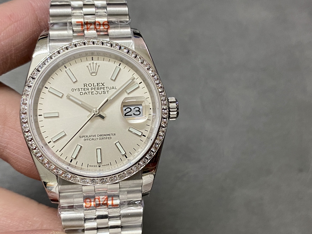 Rolex Datejust 36 White Gold & Diamonds Silver Dial M126284RBR 0005 Women's Watch - QualitySwissReplica