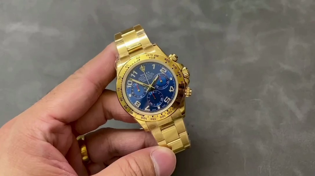 Rolex Daytona 116528 Yellow Gold Blue Racing Dial 40mm Mens Replica Watch - QualitySwissReplica