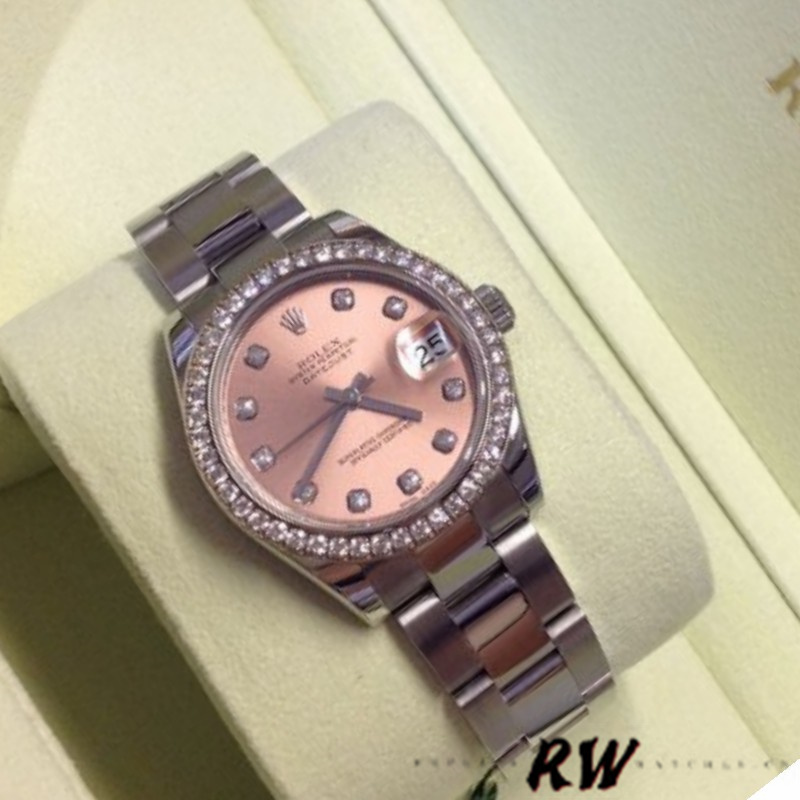 Rolex Datejust 178384 Pink Diamonds Dial Diamond Bezel 31MM Lady Replica Watch - QualitySwissReplica