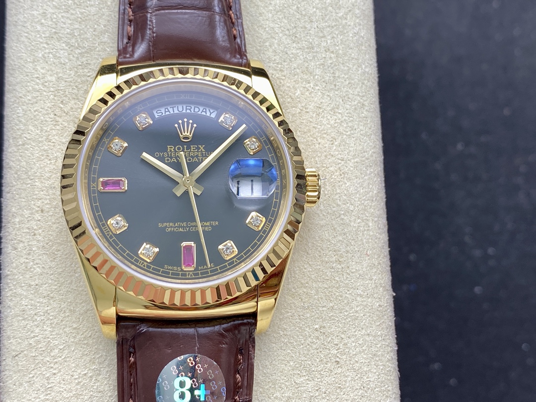 Rolex Day Date 118138 0020 Yellow Gold Diamond Ruby 36 mm - QualitySwissReplica