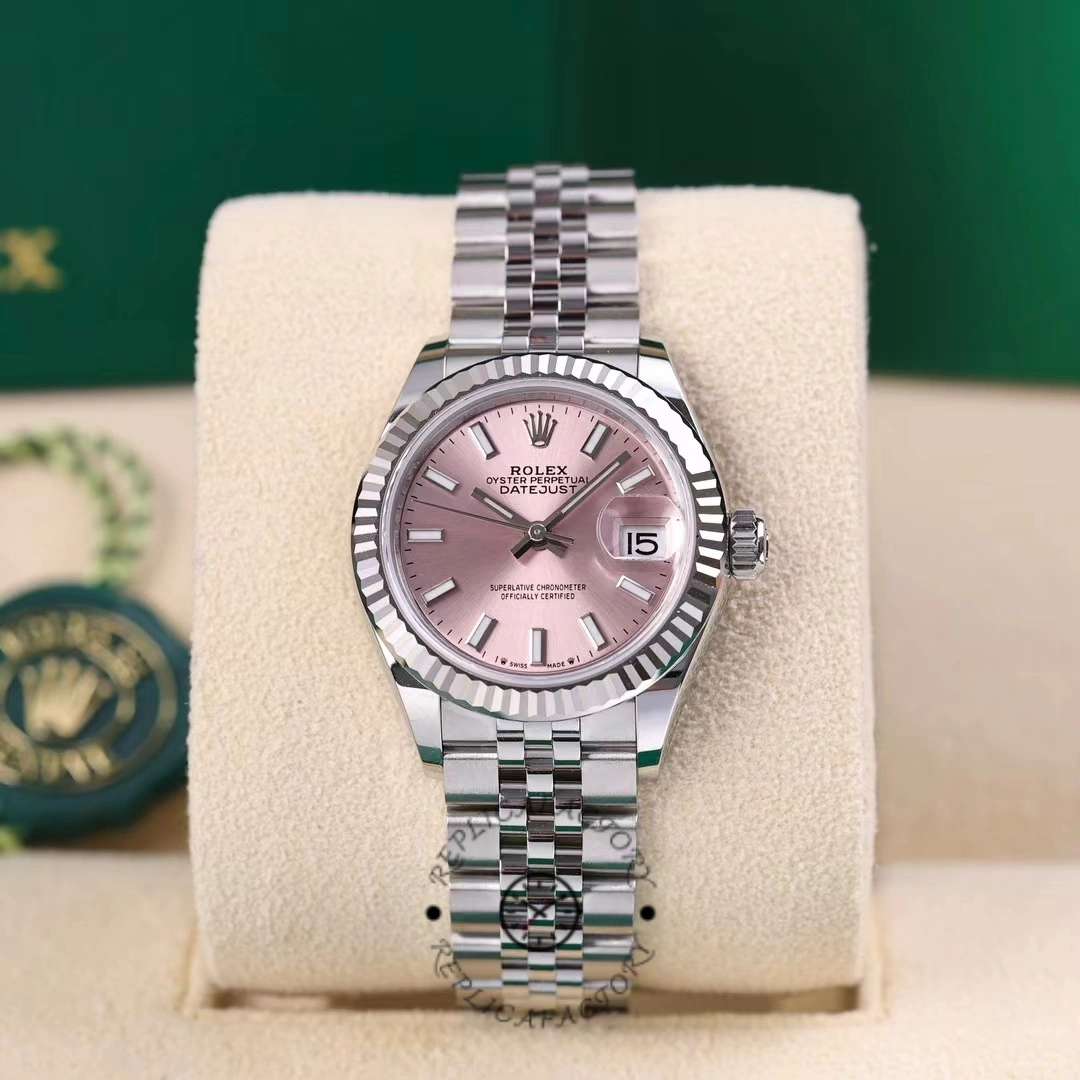 Rolex Datejust 279174 Stainless Steel Pink Index Dial 28mm Lady Replica Watch - QualitySwissReplica