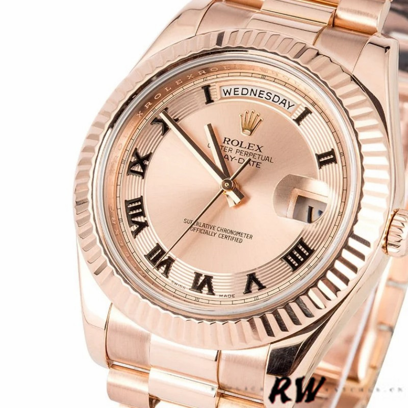 Rolex Day-Date 218235 Concentric Circle Champagne Dial Rose Gold 41MM Mens Replica Watch - QualitySwissReplica