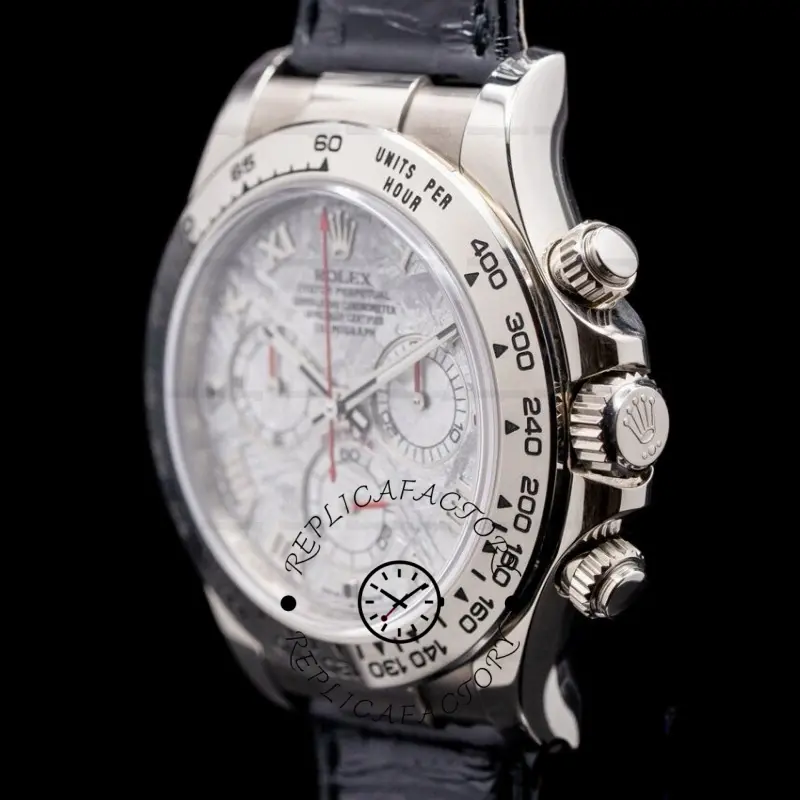 Rolex Daytona 116519 Black Leather strap Meteorite Dial 40mm Mens Replica Watch - QualitySwissReplica