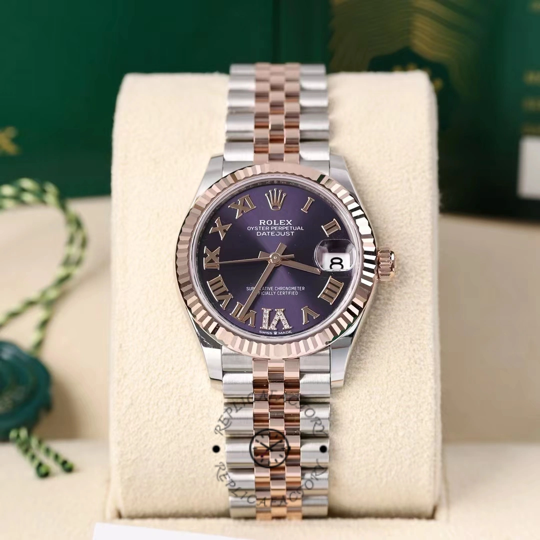 Rolex Datejust 31 Aubergine Pave Roman Dial M278271 0020 Women's Watch - QualitySwissReplica