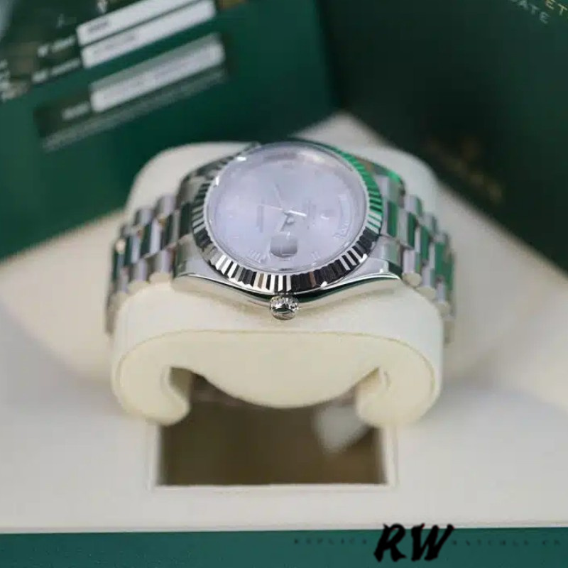Rolex Day-Date 218239 Silver Roman Numerals Dial White Gold 41MM Mens Replica Watch - QualitySwissReplica