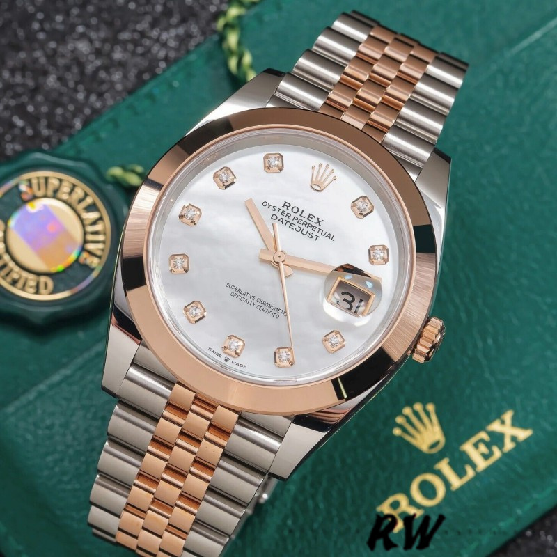 Rolex Datejust 126301 White Mother of Pearl Diamond Dial 41MM Mens Replica Watch - QualitySwissReplica