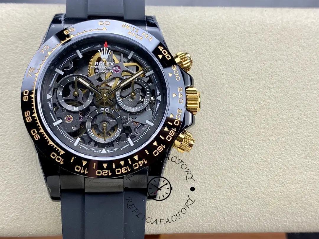Rolex Daytona Blaken Black 1:1 Mirror Skeleton Dial 40mm Men's Watch - QualitySwissReplica