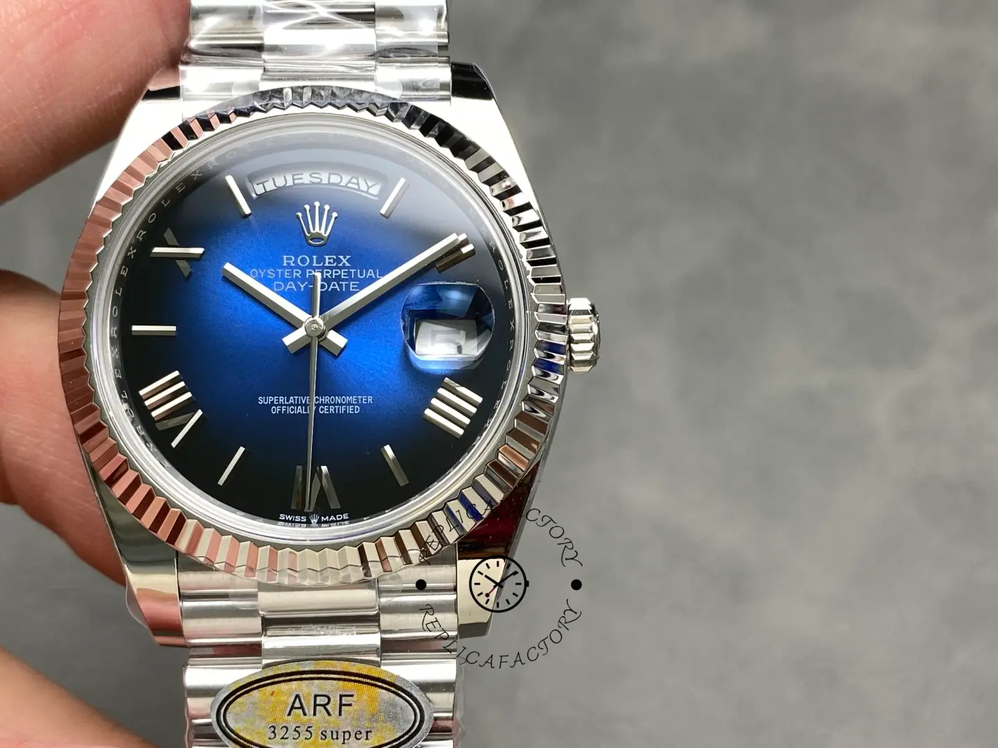 Rolex Day-Date 40MM White Gold 228239-0076 Blue Ombré Dial 1:1 Clone - QualitySwissReplica
