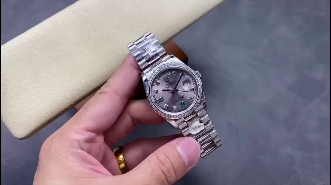 Rolex Day Date 118346 Rhodium Grey Dial 36mm Unisex Replica Watch - QualitySwissReplica