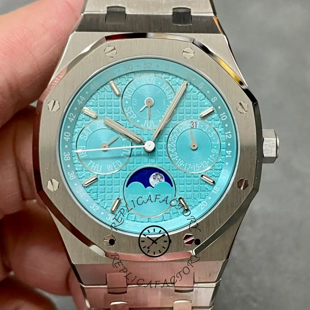 AP 1:1 Clone Royal Oak Perpetual Calendar 26613ST.OO.1220ST.01 Turquoise Blue Dial - QualitySwissReplica