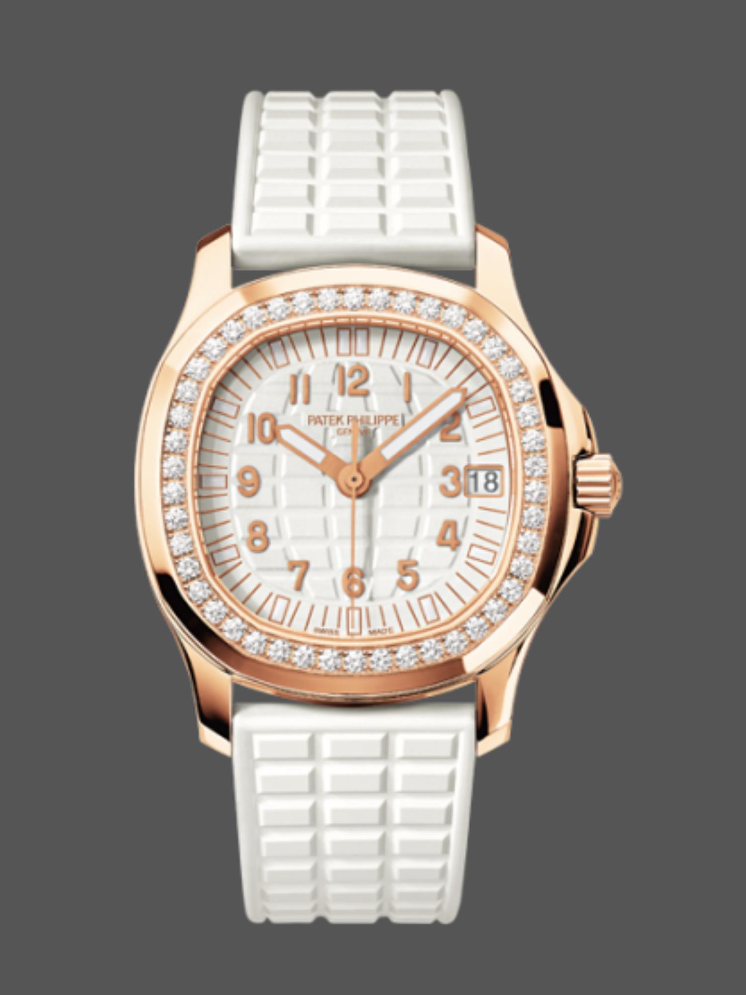 Replica Patek Philippe Aquanaut Rose Gold White Dial 5068R 010 36mm Lady Watch - QualitySwissReplica