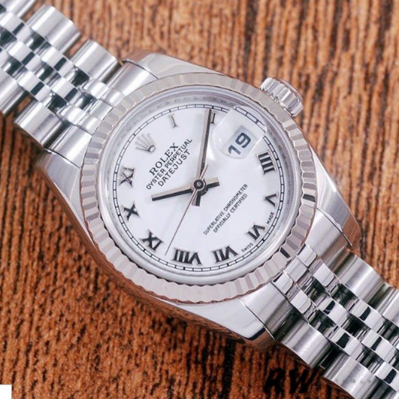 Rolex Datejust 179174 White Roman Dial Fluted Bezel 26MM Lady Replica Watch - QualitySwissReplica