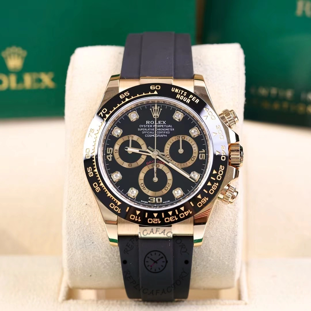 Rolex Daytona 116518LN Yellow Gold Black Diamond Dial 40mm Mens Replica Watch - QualitySwissReplica