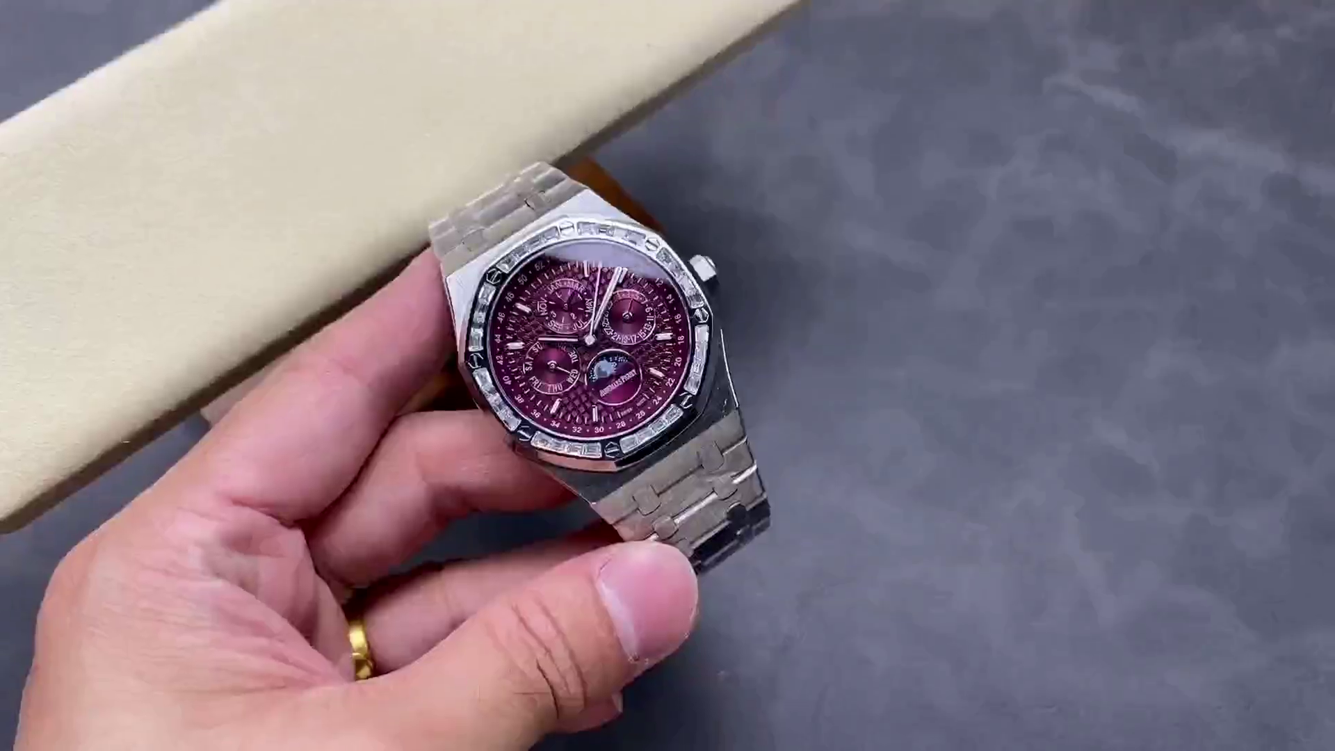 AP Royal Oak Perpetual Calendar 1:1 Clone 26598BC.ZZ.1220BC.01 Diamond Bezel - QualitySwissReplica