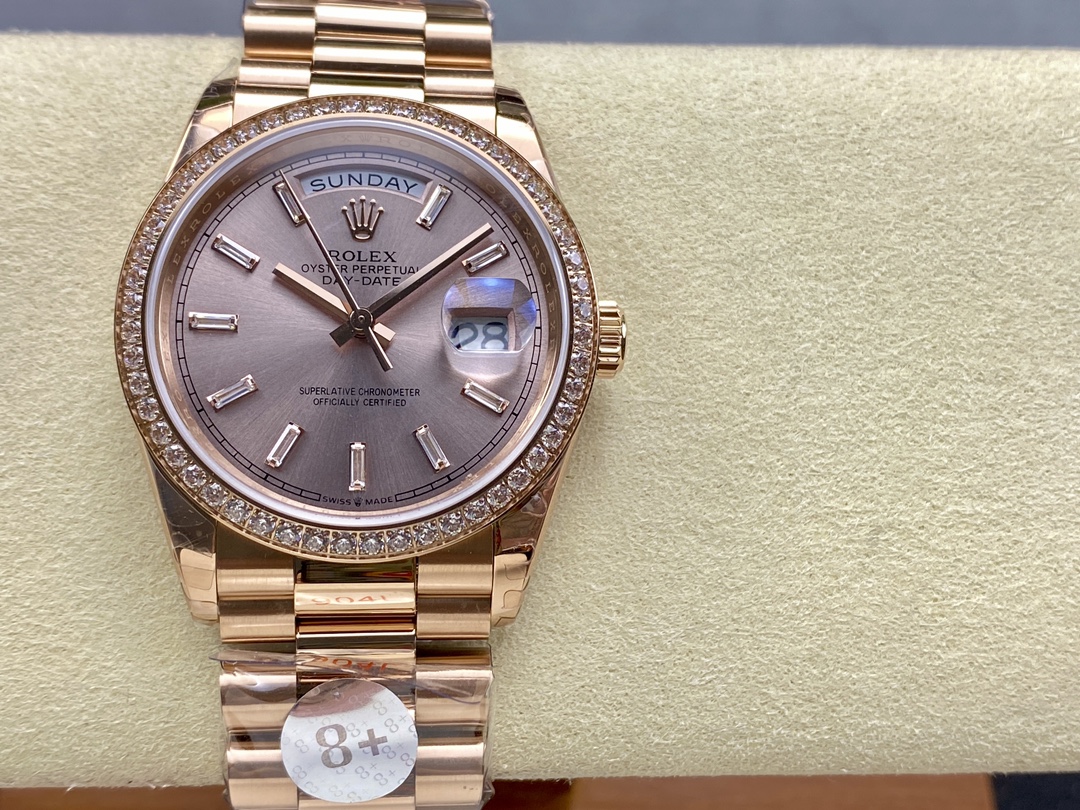 Rolex Day-Date 228345RBR 0007 Sundust Diamond Dial Diamond Bezel 40mm Mens Replica Watch - QualitySwissReplica