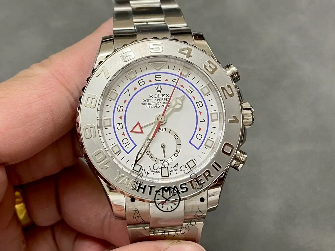 Rolex Yacht Master II 116689 White Dial Platinum 44mm Mens Replica Watch - QualitySwissReplica