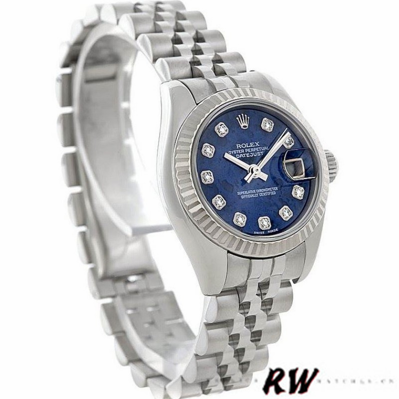 Rolex Datejust 179174 Sodalite Diamond Dial Fluted Bezel 26MM Lady Replica Watch - QualitySwissReplica