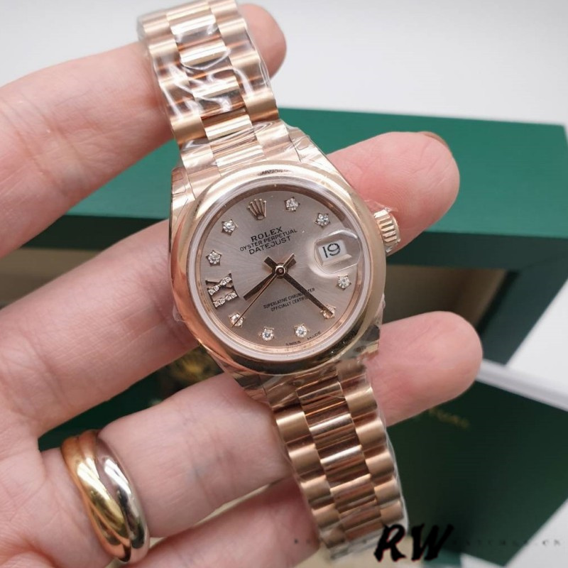 Rolex Datejust 279165 Sundust Diamonds Dial Domed Bezel 28mm Lady Replica Watch - QualitySwissReplica