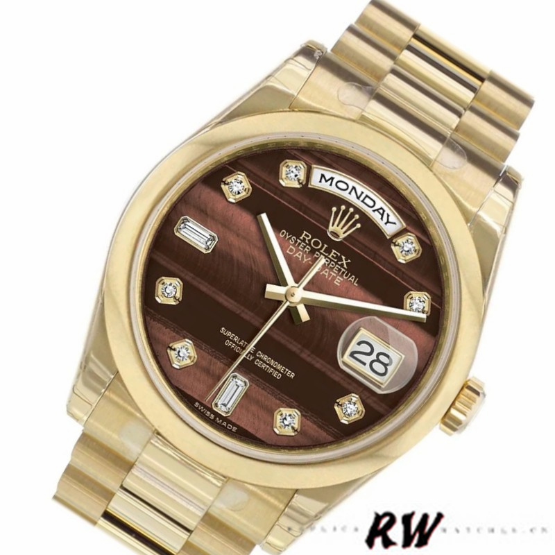 Rolex Day-Date 118208 Bulls Eye Diamonds Dial 36mm Unisex Replica Watch - QualitySwissReplica