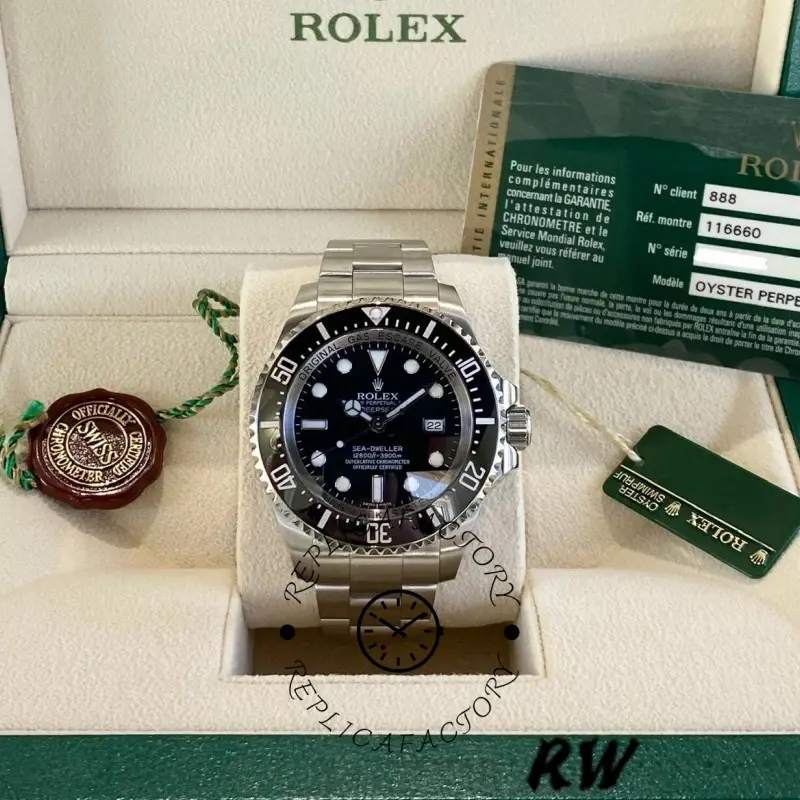Rolex Sea-Dweller Deepsea 116660 Stainless Steel Black Dial 44MM Mens Replica Watch - QualitySwissReplica