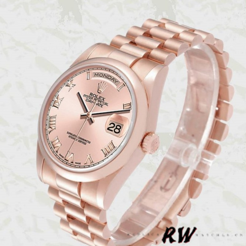 Rolex Day-Date 118205 Rose Gold Pink dial Automatic 36mm Unisex Replica Watch - QualitySwissReplica